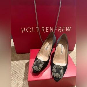 Manolo Blahnik Black Hangisi Heels - Size 36.5